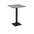 Brescia square poseur table with flat square black base 800mm - grey oak
