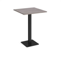 Brescia square poseur table with flat square black base 800mm - grey oak
