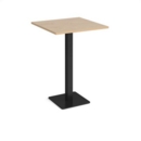 Brescia square poseur table with flat square black base 800mm - kendal oak