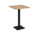 Brescia square poseur table with flat square black base 800mm - oak