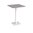 Brescia square poseur table with flat square white base 800mm - grey oak