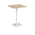 Brescia square poseur table with flat square white base 800mm - kendal oak