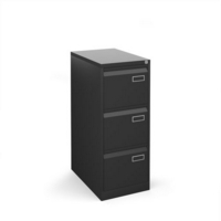 Bisley steel 3 drawer public sector contract filing cabinet 1016mm high - black