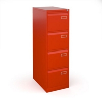 Bisley steel 4 drawer public sector contract filing cabinet 1321mm high - red