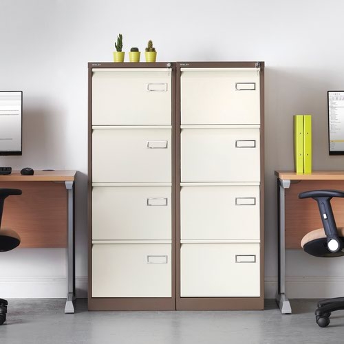Bisley steel 4 drawer public sector contract filing cabinet 1321mm high - white