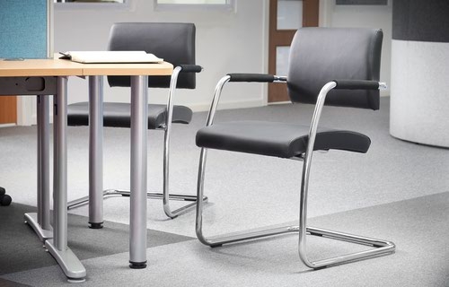 Bruges meeting room cantilever chair (pack of 2) - black faux leather