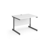 Contract 25 straight desk with graphite cantilever leg 1000mm x 800mm - white top