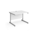 Contract 25 straight desk with silver cantilever leg 1000mm x 800mm - white top
