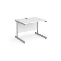 Contract 25 straight desk with silver cantilever leg 1000mm x 800mm - white top