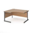 Contract 25 left hand ergonomic desk with graphite cantilever leg 1400mm - beech top