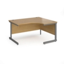 Contract 25 right hand ergonomic desk with graphite cantilever leg 1400mm - oak top