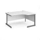 Contract 25 right hand ergonomic desk with graphite cantilever leg 1400mm - white top