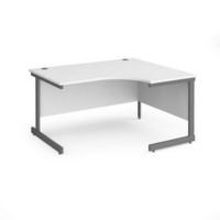 Contract 25 right hand ergonomic desk with graphite cantilever leg 1400mm - white top