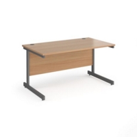 Contract 25 straight desk with graphite cantilever leg 1400mm x 800mm - beech top