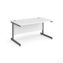 Contract 25 straight desk with graphite cantilever leg 1400mm x 800mm - white top