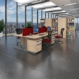 Contract 25 straight desk with silver cantilever leg 1400mm x 800mm - beech top