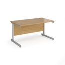 Contract 25 straight desk with silver cantilever leg 1400mm x 800mm - oak top