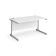 Contract 25 straight desk with silver cantilever leg 1400mm x 800mm - white top