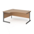 Contract 25 left hand ergonomic desk with graphite cantilever leg 1600mm - beech top