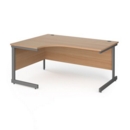 Contract 25 left hand ergonomic desk with graphite cantilever leg 1600mm - beech top