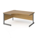 Contract 25 left hand ergonomic desk with graphite cantilever leg 1600mm - oak top