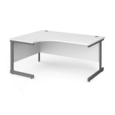Contract 25 left hand ergonomic desk with graphite cantilever leg 1600mm - white top