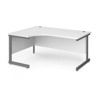 Contract 25 left hand ergonomic desk with graphite cantilever leg 1600mm - white top