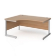 Contract 25 left hand ergonomic desk with silver cantilever leg 1600mm - beech top