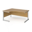 Contract 25 left hand ergonomic desk with silver cantilever leg 1600mm - oak top