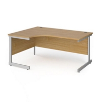 Contract 25 left hand ergonomic desk with silver cantilever leg 1600mm - oak top