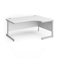 Contract 25 right hand ergonomic desk with silver cantilever leg 1600mm - white top