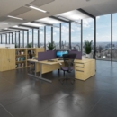 Contract 25 straight desk with 2 drawer pedestal and graphite cantilever leg 1600mm x 800mm - oak top