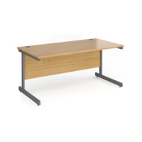 Contract 25 straight desk with graphite cantilever leg 1600mm x 800mm - oak top