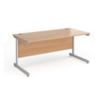 Contract 25 straight desk with silver cantilever leg 1600mm x 800mm - beech top