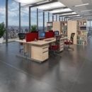 Contract 25 left hand ergonomic desk with 3 drawer pedestal and graphite cantilever leg 1800mm - beech top