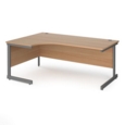 Contract 25 left hand ergonomic desk with graphite cantilever leg 1800mm - beech top