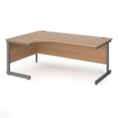 Contract 25 left hand ergonomic desk with graphite cantilever leg 1800mm - beech top