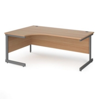 Contract 25 left hand ergonomic desk with graphite cantilever leg 1800mm - beech top