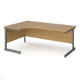 Contract 25 left hand ergonomic desk with graphite cantilever leg 1800mm - oak top