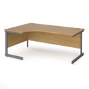 Contract 25 left hand ergonomic desk with graphite cantilever leg 1800mm - oak top