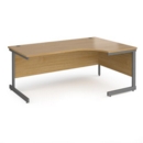 Contract 25 right hand ergonomic desk with graphite cantilever leg 1800mm - oak top