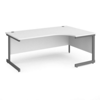 Contract 25 right hand ergonomic desk with graphite cantilever leg 1800mm - white top
