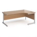 Contract 25 right hand ergonomic desk with silver cantilever leg 1800mm - beech top