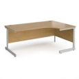Contract 25 right hand ergonomic desk with silver cantilever leg 1800mm - oak top