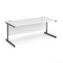 Contract 25 straight desk with graphite cantilever leg 1800mm x 800mm - white top