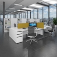 Contract 25 straight desk with silver cantilever leg 800mm x 800mm - white top