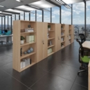 Contract double door cupboard 2030mm high with 4 shelves - beech