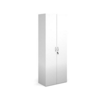 Contract double door cupboard 2030mm high with 4 shelves - white