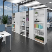 Contract double door cupboard 2030mm high with 4 shelves - white
