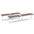 Rectangular folding leg table with black legs and curved foot rails 1400mm x 800mm - white